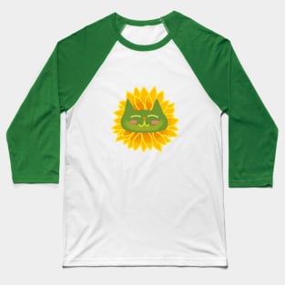 Colorful Sunflower Cat Baseball T-Shirt